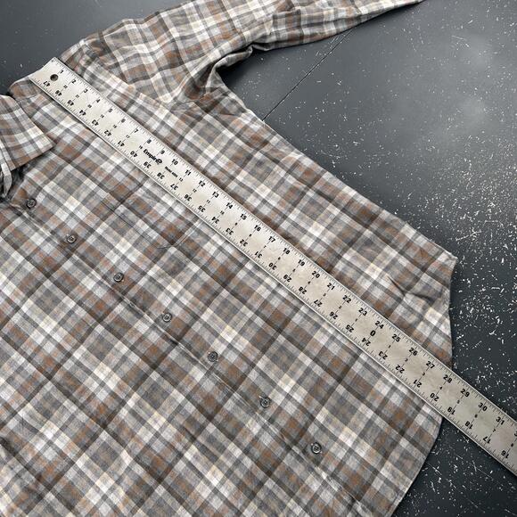 Hagen Carmel Shirt Mens XL Gray Burnt Orange Plaid Flannel Dress Neutral Pastel - Picture 5 of 7